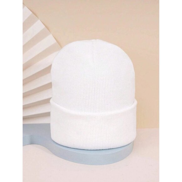 NEW SHEIN Solid White NEW YORK Beanie UNISEX Adult Size OS - Picture 3 of 6